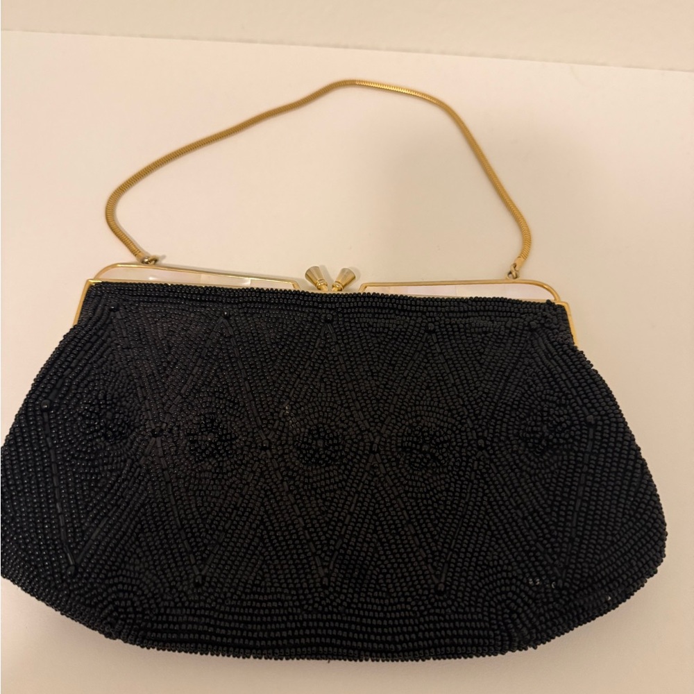 Elegant Black Beaded Evening Bag